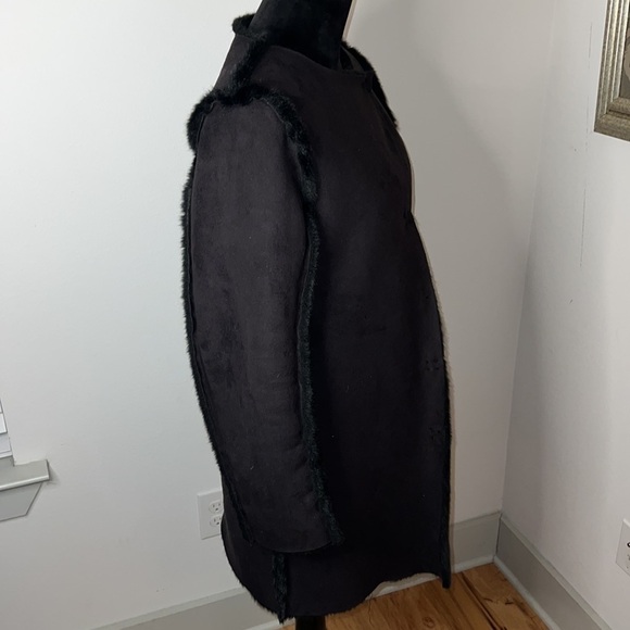 H&M faux suede coat faux fur lined soft winter cozy Sz 8 - Picture 6 of 9